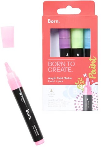 Born Acrylic Paint Marker 5mm Pastels 4 Pack