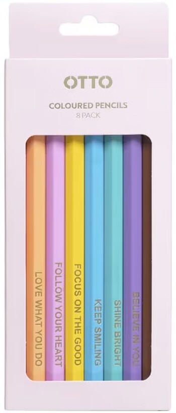 Otto Brights Colouring Pencils Pastel 8 Pack
