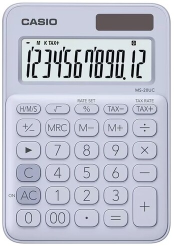 Casio 12 Digit Desk Calculator Light Blue MS20UC