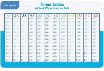 Studymate Times Tables Write & Wipe Practise Mat