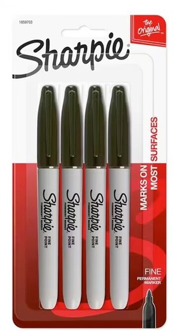 Sharpie Fine Permanent Markers Black 4 Pack