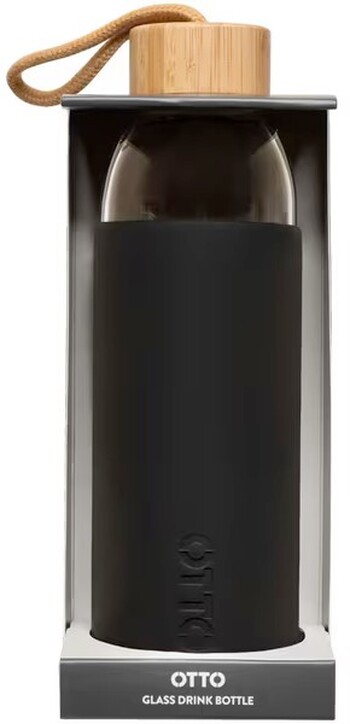 Otto Brights Glass Drink Bottle 600mL Black