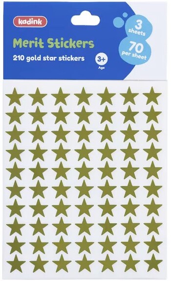 Kadink Merit Stickers 210 Pack Gold Stars