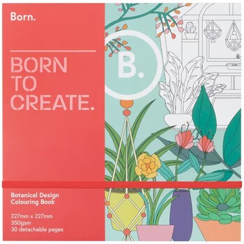 Born 9x9" Adult Colouring Book Botanic