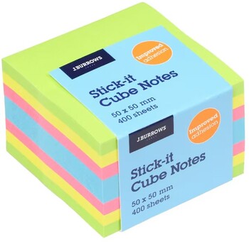 J.Burrows Stick-it Notes Cube 50x50mm Ultra