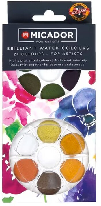 Micador For Artists Brilliant Watercolour Discs 24 Pack