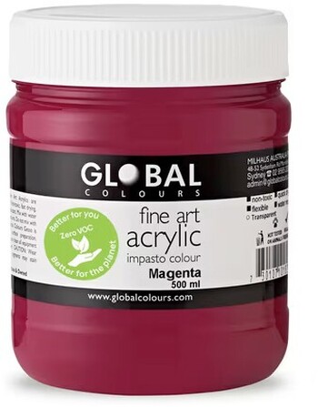 Global Colours Acrylic Paint Zero VOC 500mL Magenta