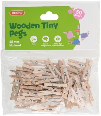 Kadink Wooden Tiny Pegs Natural 50 Pack