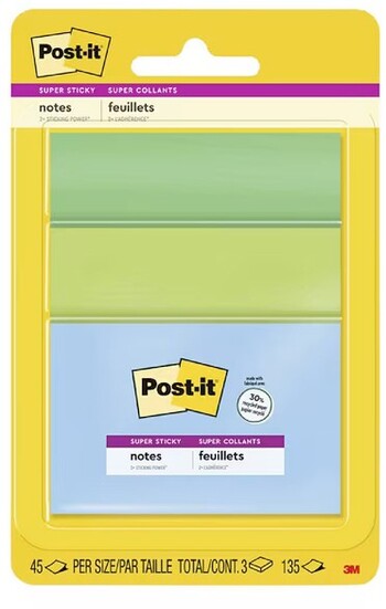Post-it Super Sticky Recycled Notes Assort Size Oasis 3 Pack