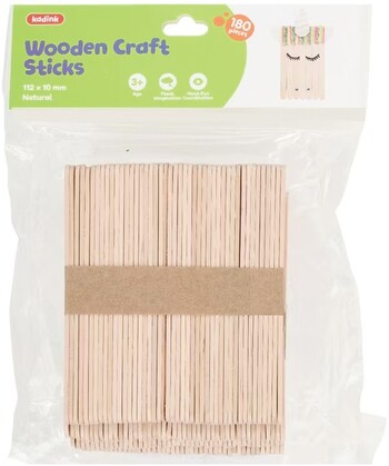 Kadink Wooden Craft Sticks Natural 180 Pack