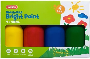 Kadink Washable Bright Poster Paint 125mL x 4 Pack