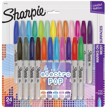 Sharpie Fine Permanent Markers Electro Pop 24 Pack