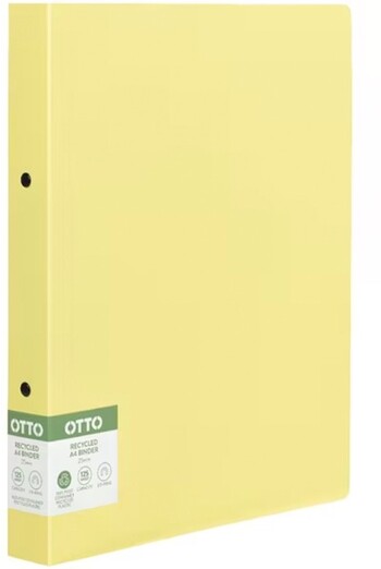 Otto A4 2D Post Consumer Recycled Binder 25mm Lemon