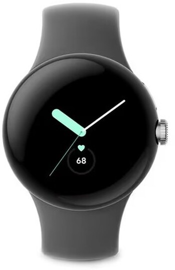 Google Pixel Watch Polished Silver with Charcoal Active Band