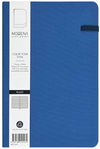 Modena A5 Linen Ruled Notebook Navy