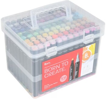 Born Dual-Tip Graphic Design Markers 108 Pack