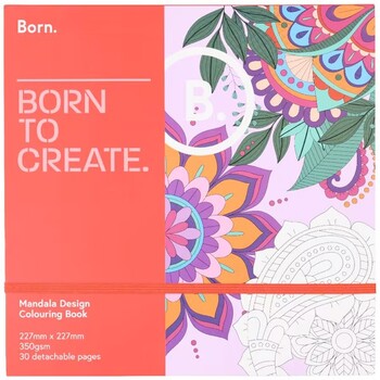Born 9x9" Adult Colouring Book Mandala