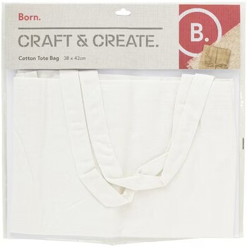 Born Cotton Tote Bag 38x42cm White