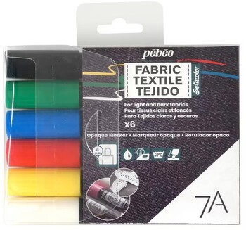 Pebeo Setacolor 7A Opaque Fabric Marker Set 6 Pack
