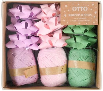 Otto Christmas Ribbon Bow 3 Pack Purple/Pink/Green