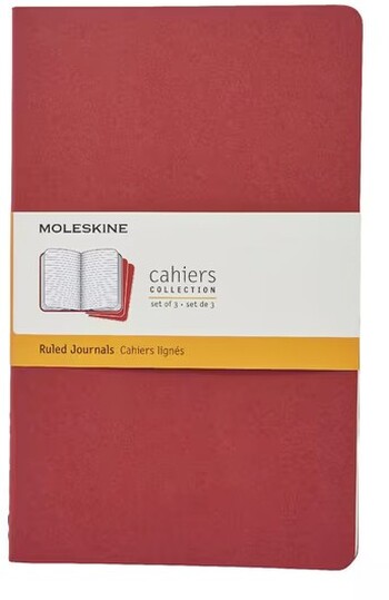 Moleskine Cahier Large Notebook Ruled 3 Pack Red