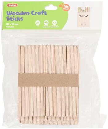 Kadink Wooden Craft Sticks Natural 180 Pack