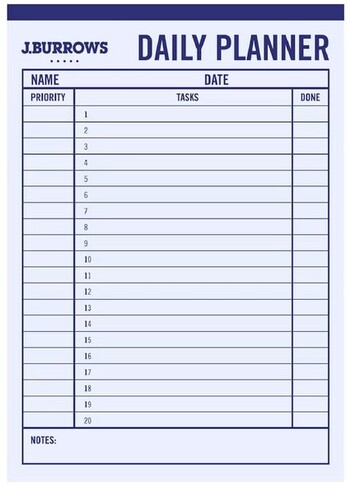 J.Burrows A4 Day Planner Pad 50 Sheet