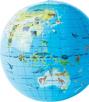Tiger Tribe Inflatable World Globe Animal Planet 42cm