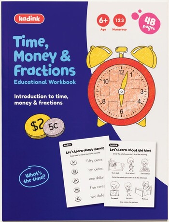 Kadink Workbook 48 Pages Time, Money & Fractions