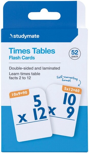 Studymate Flashcards 52 Pack Timetables