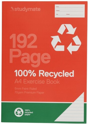 Studymate Recycled A4 Exercise Book 192 Pages