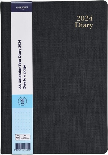J.Burrows A5 Day to Page 2024 Hardcover Textured Diary