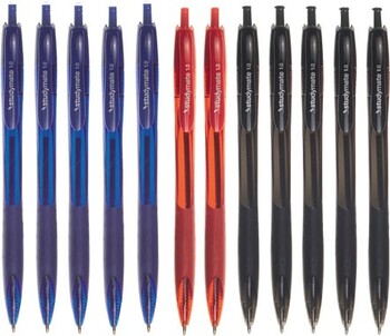 Studymate Retractable Ballpoint Pens 1mm Assorted 12 Pack