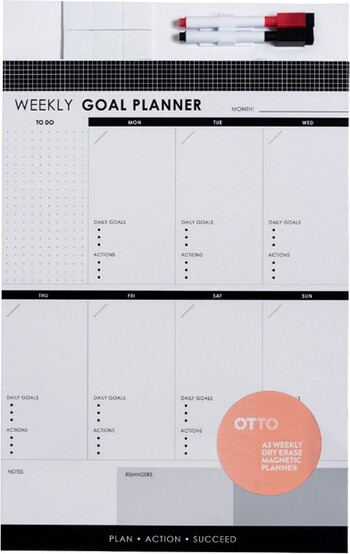 Otto A3 Magnetic Dry Erase Weekly Business Goal Planner