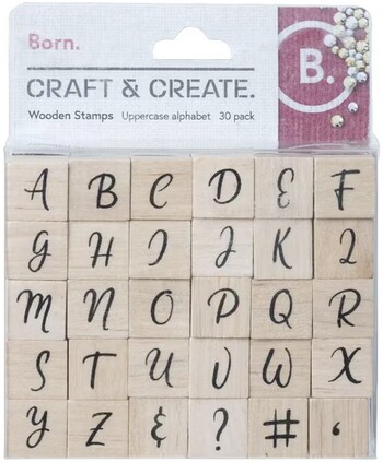 Born Wooden Stamps Upper Alphabet 30 Pack