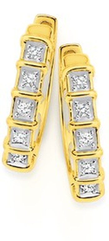 9ct Gold Diamond Huggie Earrings - Prouds Catalogue - Salefinder