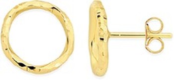 9ct Gold 12mm Twist Open Circle Stud Earrings