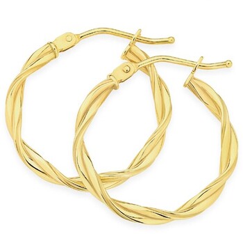 9ct Gold 15mm Entwined Twist Hoop Earrings
