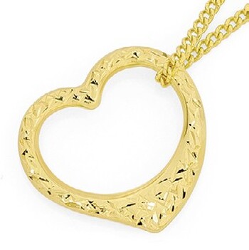9ct Gold 16mm Floating Heart Pendant