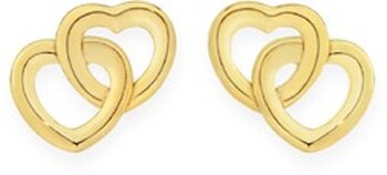 9ct Gold Entwined Double Open Heart Stud Earrings