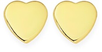 9ct Gold 7mm Flat Heart Stud Earrings