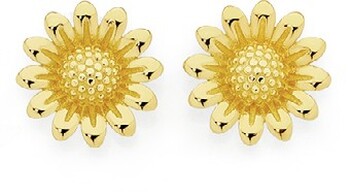 9ct Gold Sunflower Stud Earrings