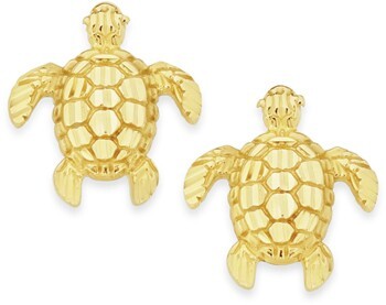 9ct Gold Sea Turtle Stud Earrings