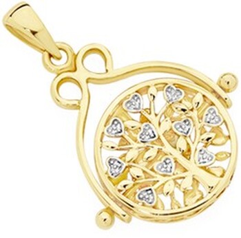 9ct Gold Two Tone Tree of Life Spinner Disc Pendant