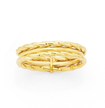 9ct Gold Twist and Polished Dress Ring