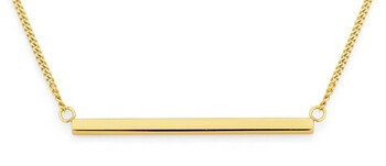 9ct Gold 45cm Solid Curb Fine Bar Necklet