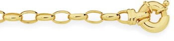 9ct Gold Solid Oval Belcher Bolt Ring Bracelet
