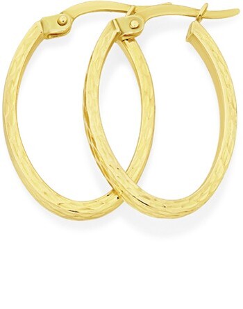 9ct Gold 20mm Diamond-cut Hoop Earrings