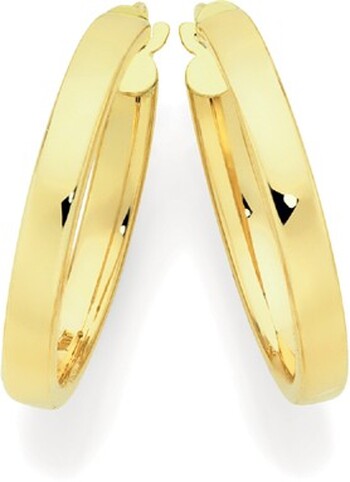 9ct Gold 20mm Square Tube Hoop Earrings