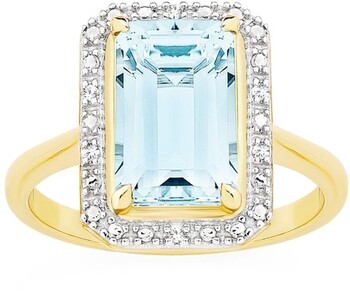 Manhattan G Cocktail Ring Collection- 9ct Gold Sky Blue Topaz Ring